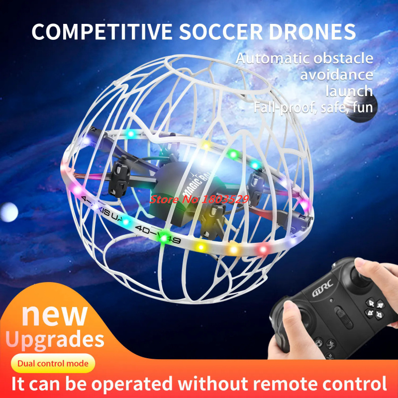 Rc Helicopter Gas - RC Drone Volledige Bescherming Voetbalstijl Obstakelvermijding